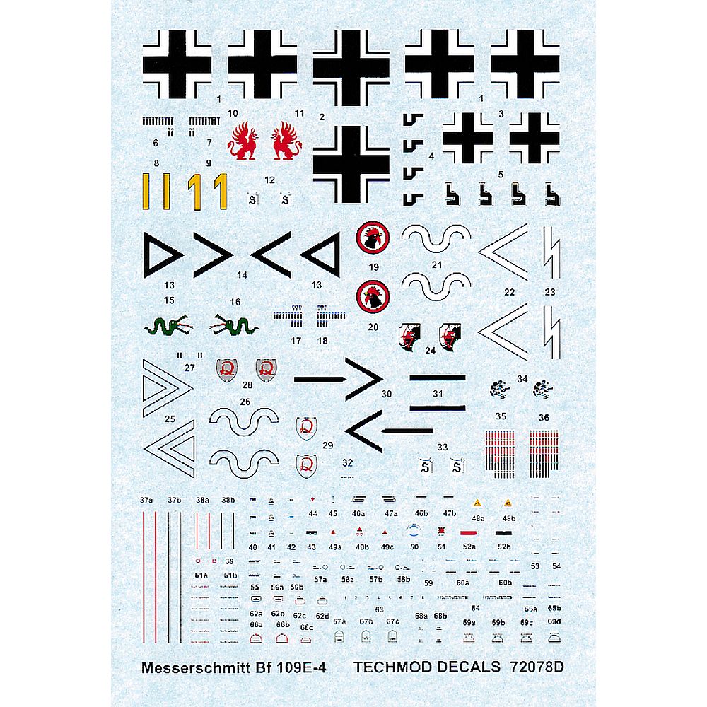 Techmod 72078 Messerschmitt Bf 109E-4 Decals 1/72