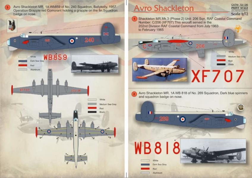 Print Scale 72-130 1/72 Avro Shackleton Model Decals