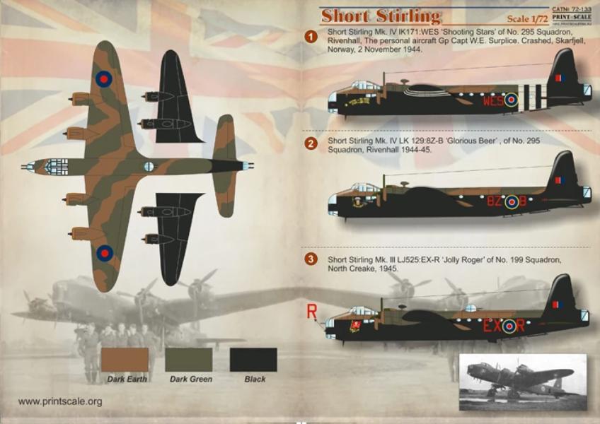 Print Scale 72-133 1/72 Short Stirling Model Decals