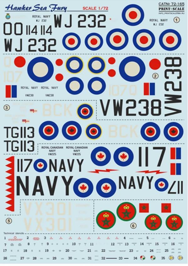 Print Scale 72-165 Hawker Sea Fury Decals 1/72