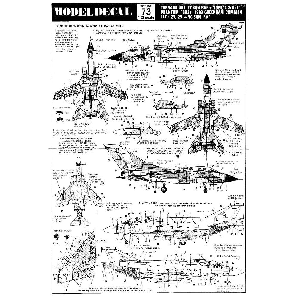 Modeldecal 73 1/72 F-4 Phantom II, Tornado Decals