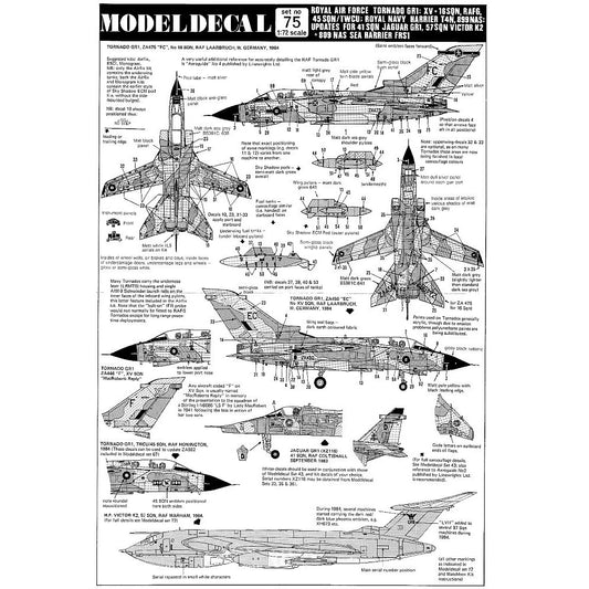 Modeldecal 75 Harrier, Tornado Decals 1/72