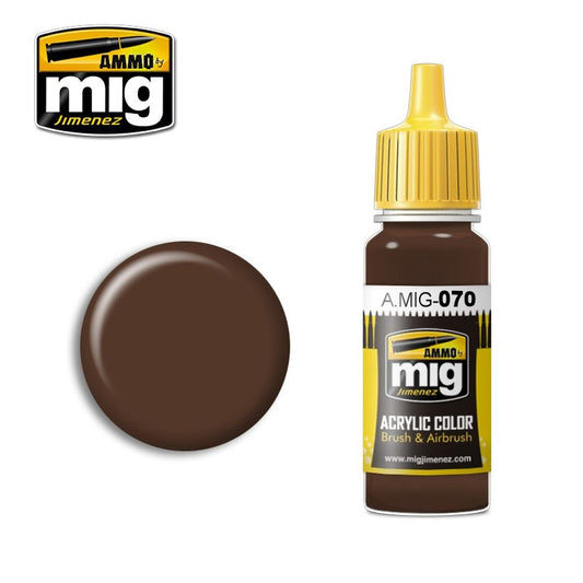 Ammo by Mig A.MIG-070 Medium Brown Dark Earth Acrylic Paint 17ml bottle