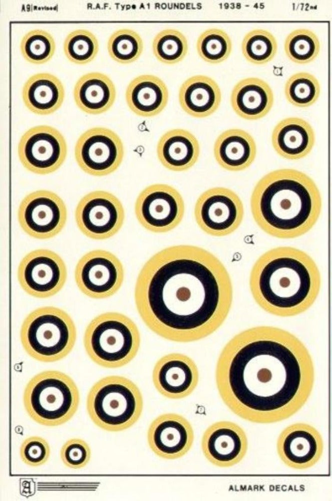 Almark A9 1/72 RAF Type A1 Roundels Model Decals - SGS Model Store