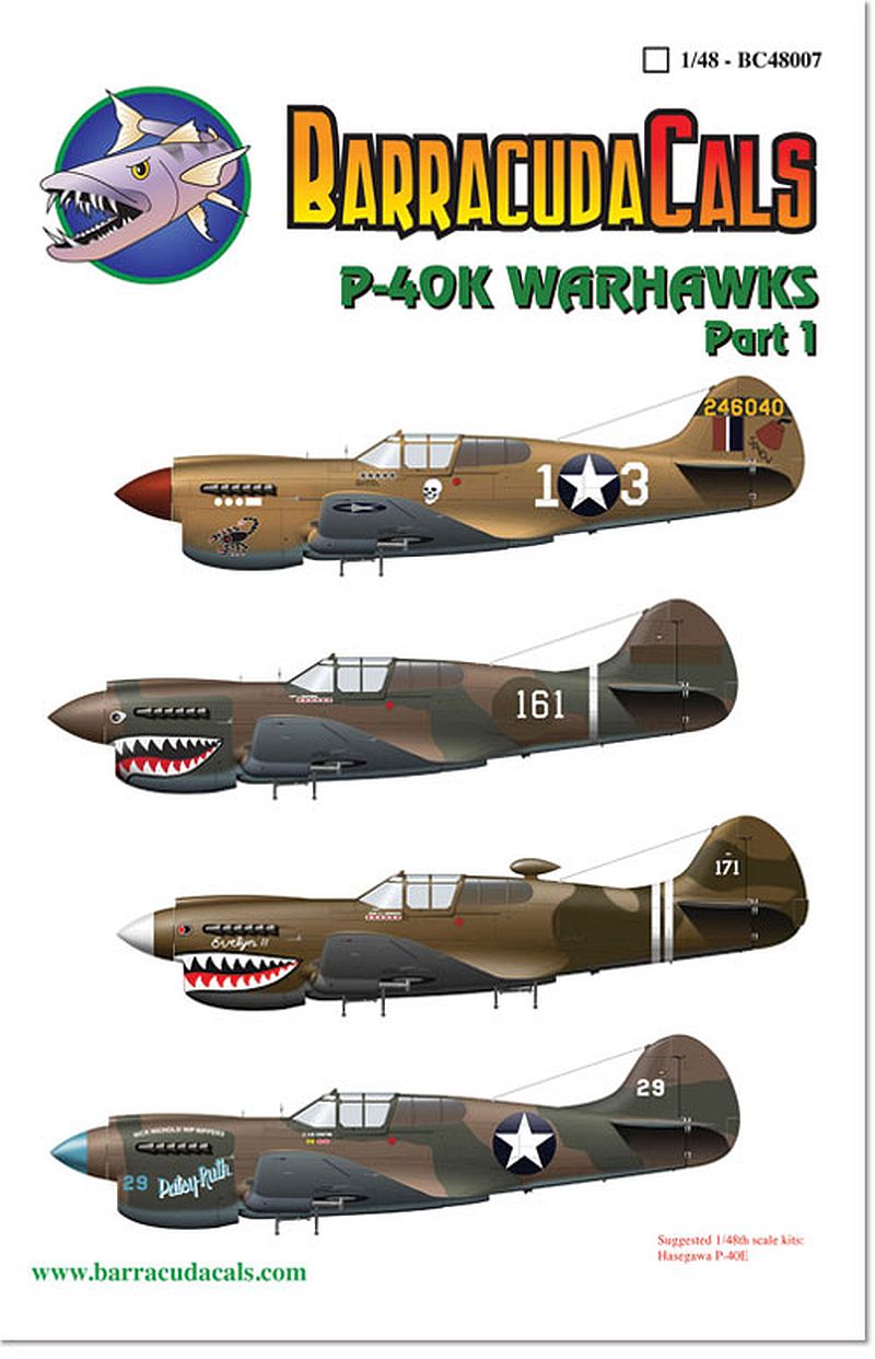 BarracudaStudios BC48007 1/48 P-40K Warhawks Part 1 Decals