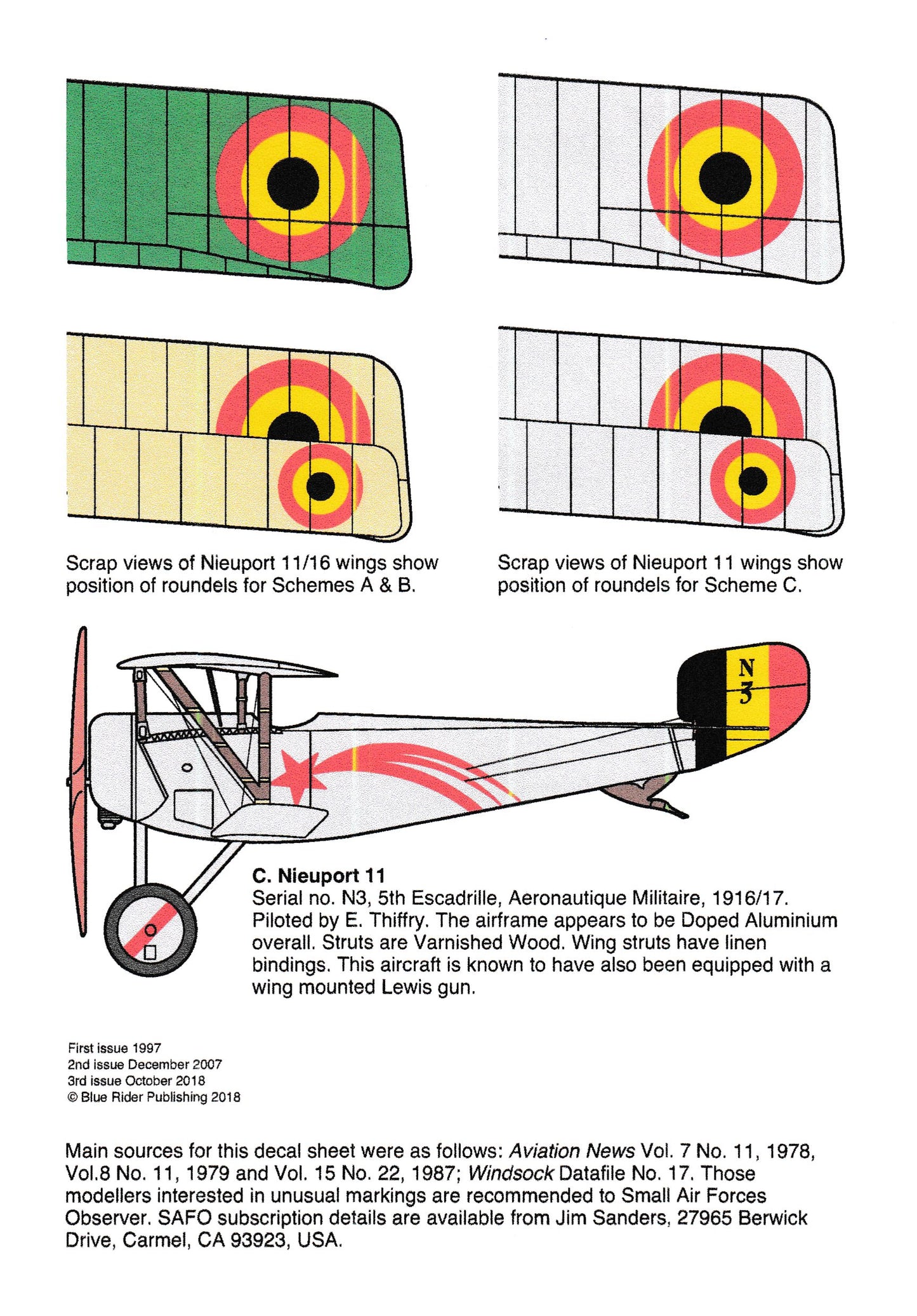 Blue Rider BR513 1/48 Belgian Air Force 1914-1918 Decals