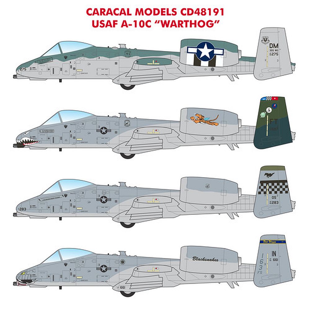 Caracal Models CD48191 USAF A-10C Warthog Decals 1/48