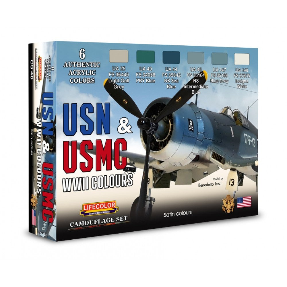 LifeColor CS46 USN & USMC WWII Set (22ml x 6) Acrylic Paints