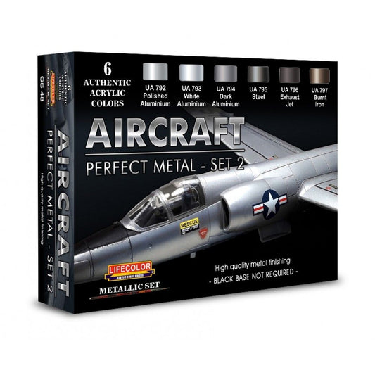 LifeColor CS48 Aircraft Perfect Metal Set 2 (22ml x 6) Acrylic Paints