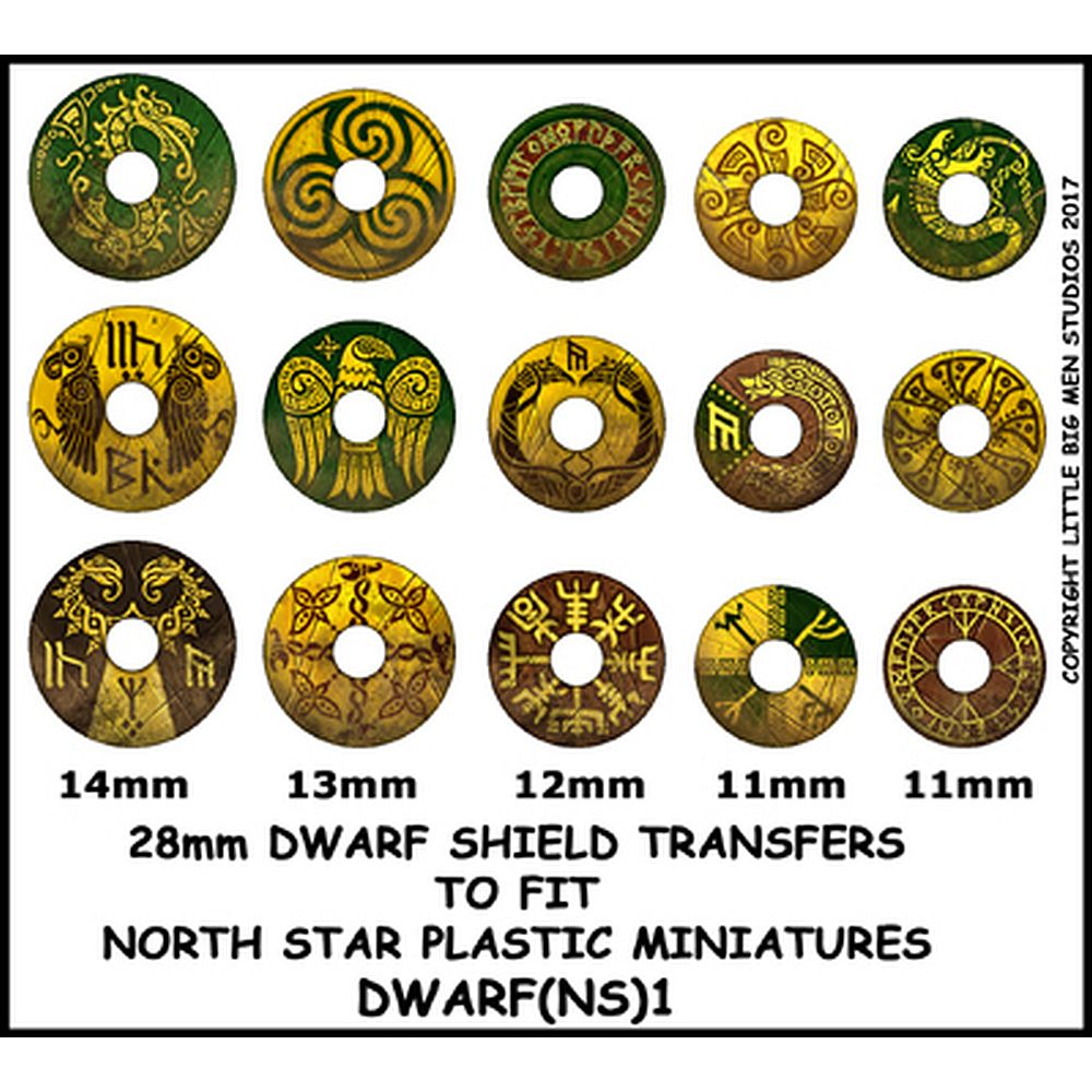 Dwarf Shield Transfers Sheet 1 - Little Big Men Studios - 28mm