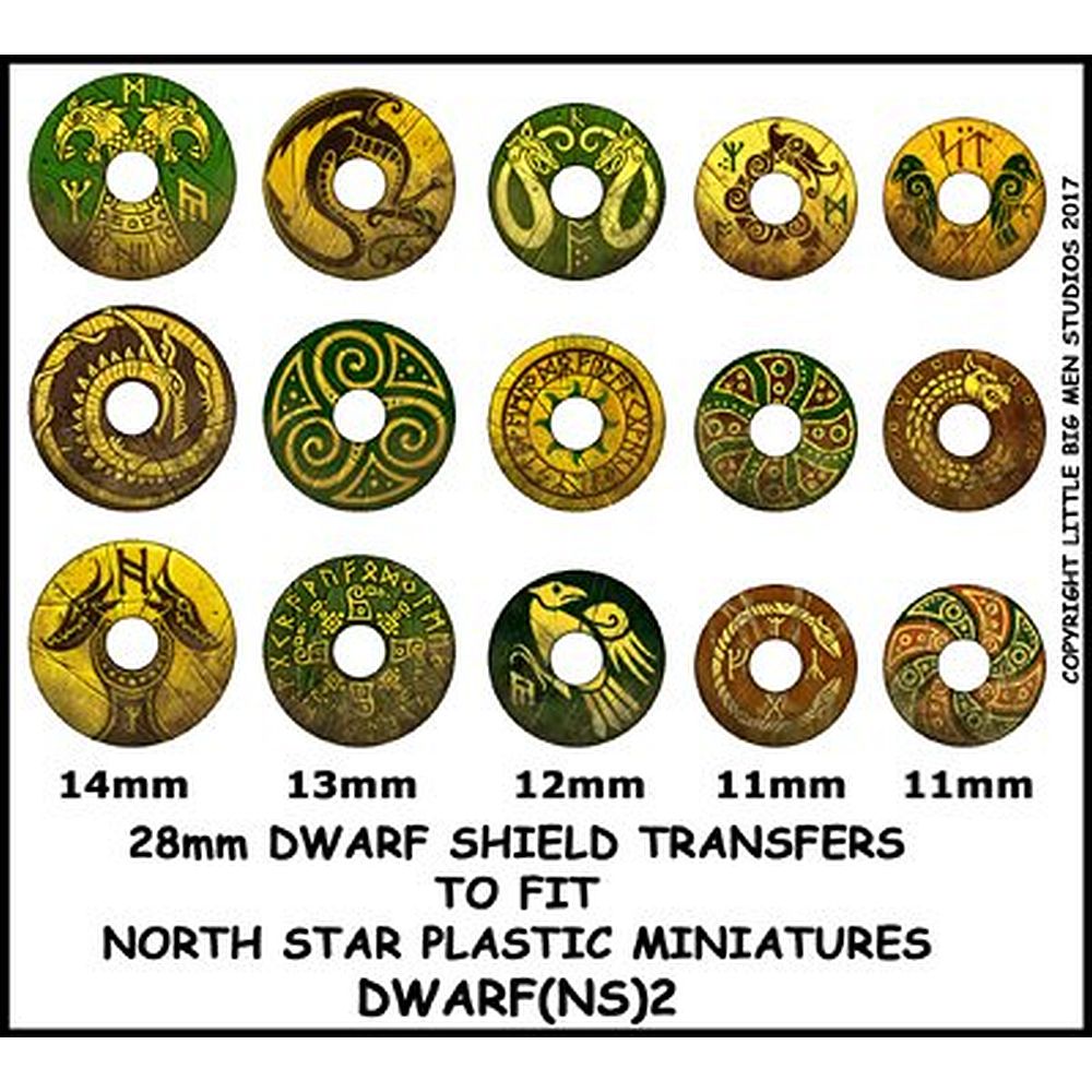 Dwarf Shield Transfers Sheet 2 - Little Big Men Studios - 28mm