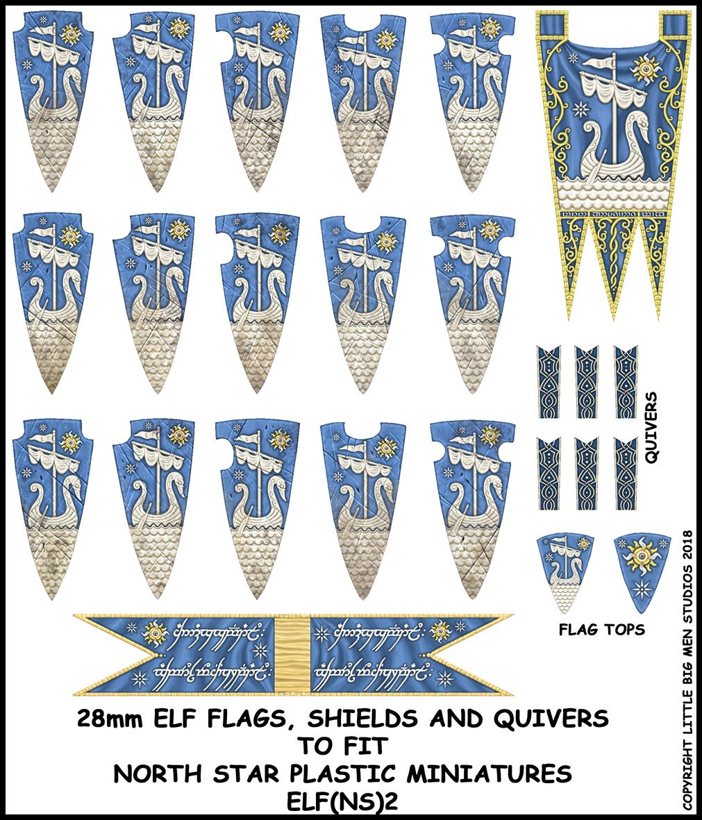 Elf Shield and Banner Transfers Sheet 2 - Little Big Men Studios - 28mm