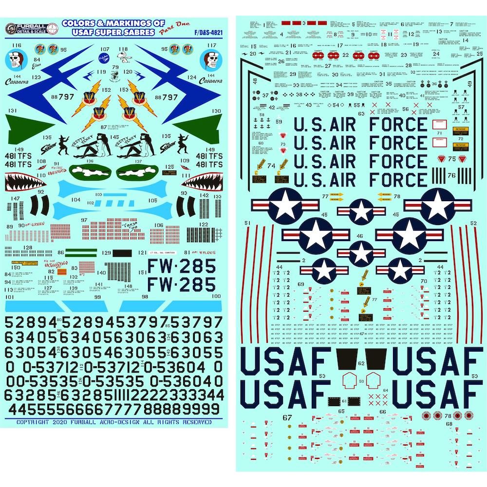 Furball Aero-Design FDS-7202 USAF Super Sabres Decals 1/72
