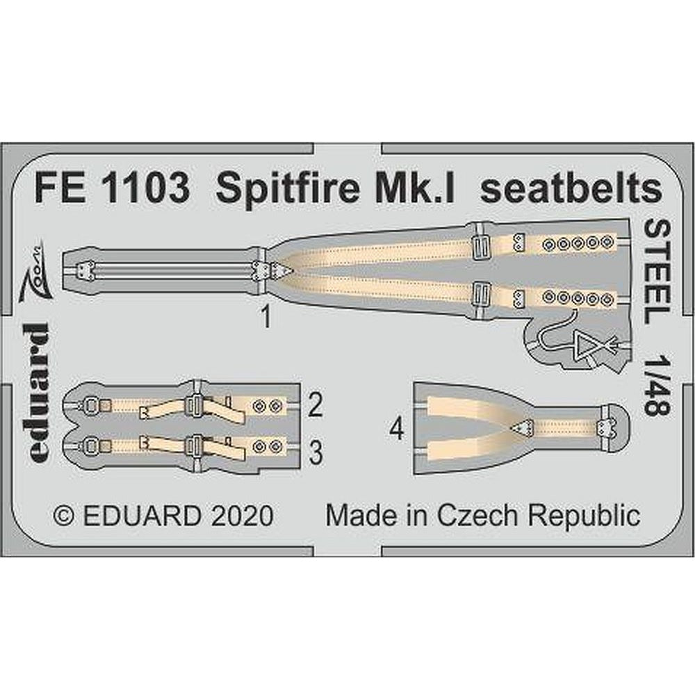 Eduard FE1103 1/48 Supermarine Supermarine Mk.I seatbelts STEEL Airfix