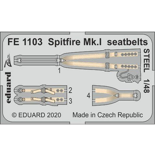 Eduard FE1103 1/48 Supermarine Spitfire Mk.I seatbelts STEEL Airfix