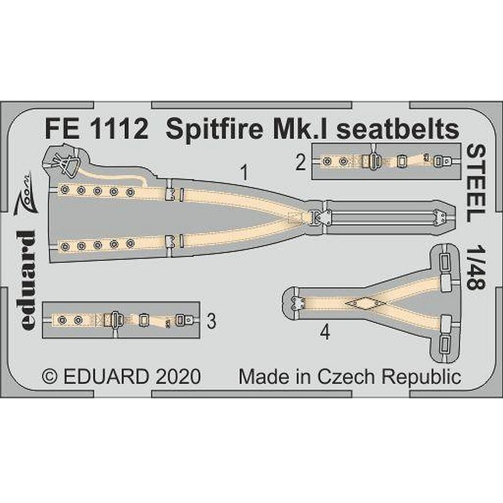 Eduard FE1112 1/48 Spitfire Mk.I seatbelts STEEL for Eduard