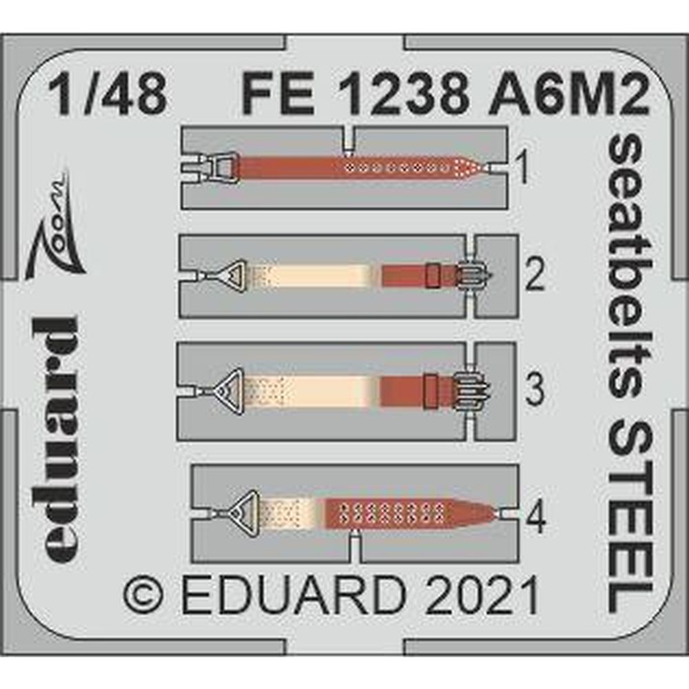 Eduard FE1238 A6M2 seatbelts STEEL for Eduard Kits 1/48