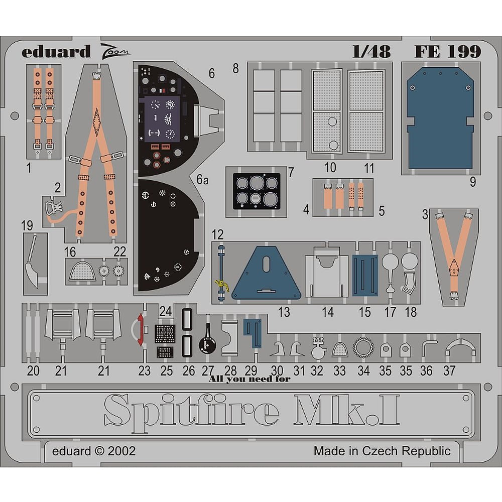 Eduard FE199 1/48 Supermarine Spitfire Mk.I P.E. Set for Tamiya