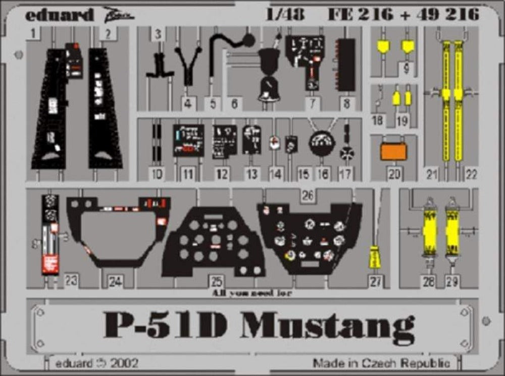 Eduard FE216 1/48 Photo etched North-American P-51D Mustang Detail Set Tamiya - SGS Model Store