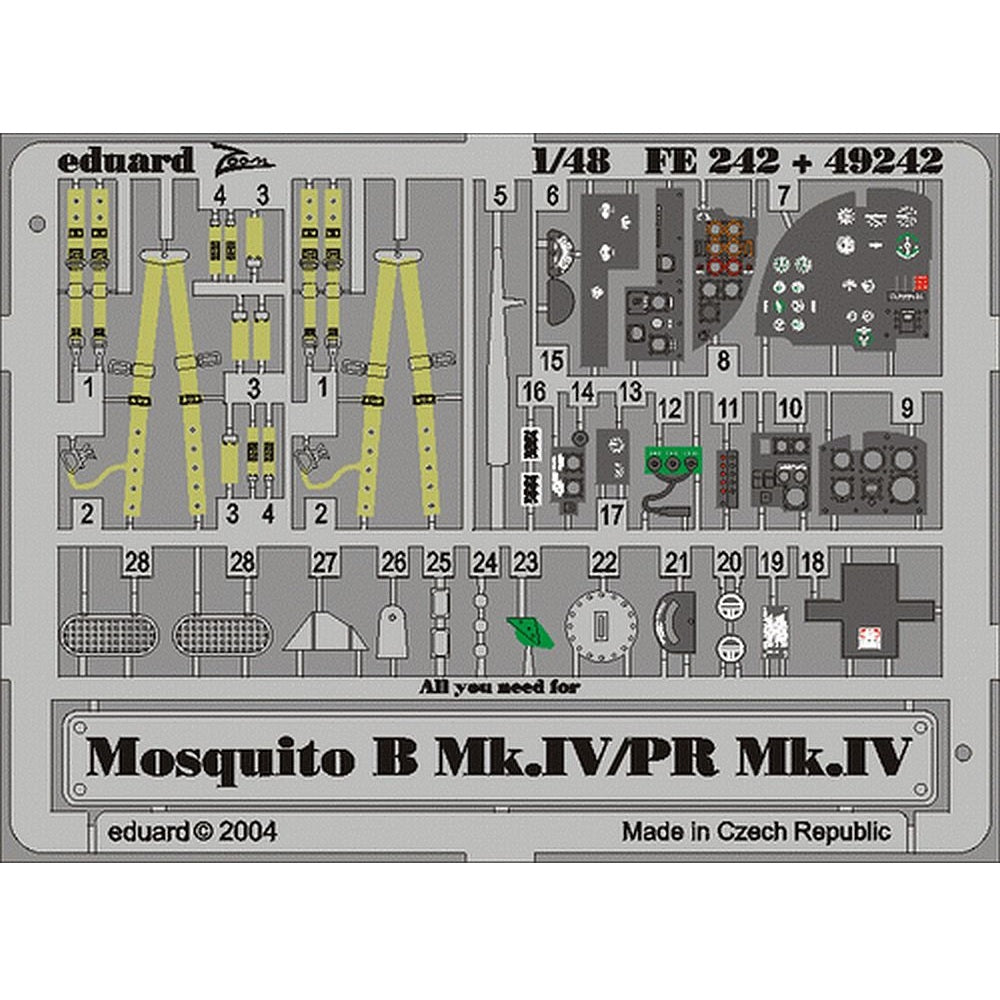 Eduard FE242 Mosquito Mk.IV/PR Mk.IV P.E. Set for Tamiya 1/48