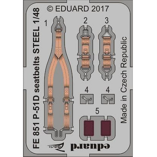 Eduard FE851 P-51D Mustang seatbelts STEEL Etched for Meng 1/48