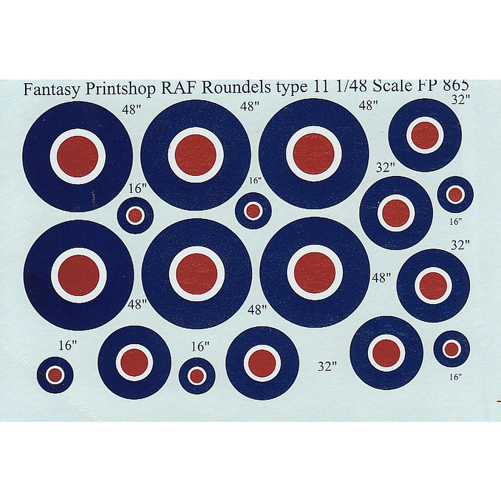 Fantasy Printshop FP865 RAF WWII Type C Roundels Decals 1/48
