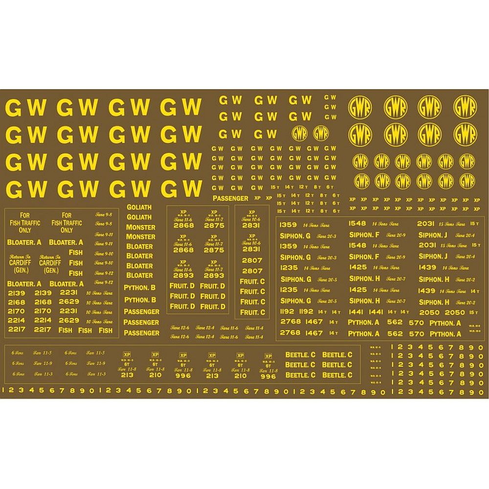 Modelmaster GW302 GWR Passenger Rolling Stock Letter Numbers OO Gauge Decals
