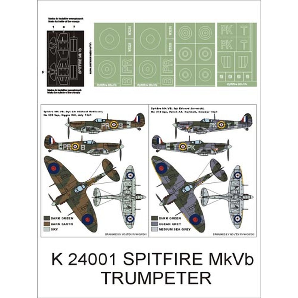 Montex K24001 Spitfire Mk.VB masking set for Trumpeter 1/24