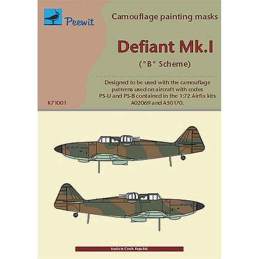 Peewit K71001 Defiant Mk.I Camouflage 'B' Scheme Masking Set for Airfix 1/72