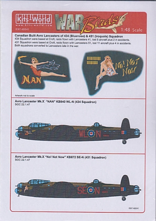 Kits-World KW148041 1/48 Avro Lancasters of 434 & 431 Squadron Decals - SGS Model Store