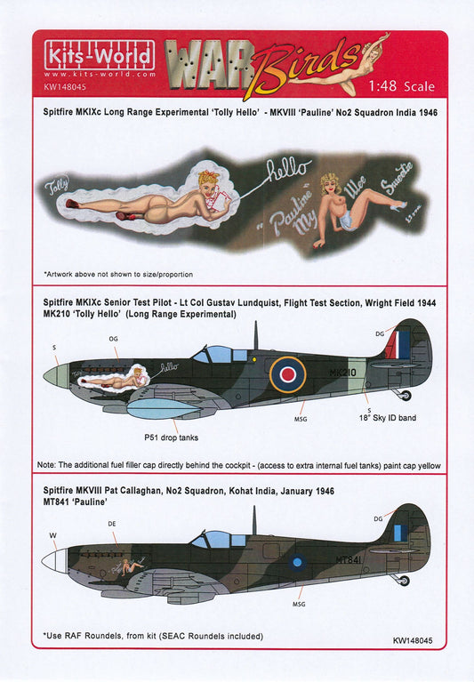 Kits-World KW148045 1/48 Supermarine Spitfire Mk.VIII/IXc ‘Nose Art’ Model Decals - SGS Model Store