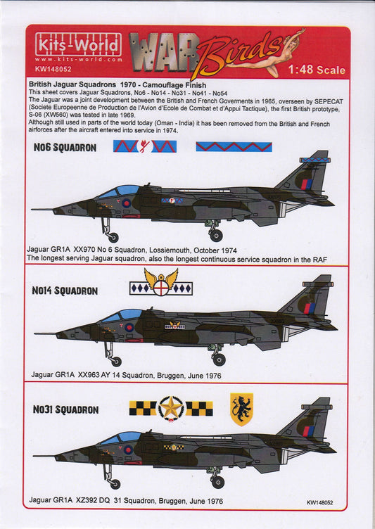 Kits-World KW148052 1/48 British Jaguar Squadrons Model Decals - SGS Model Store