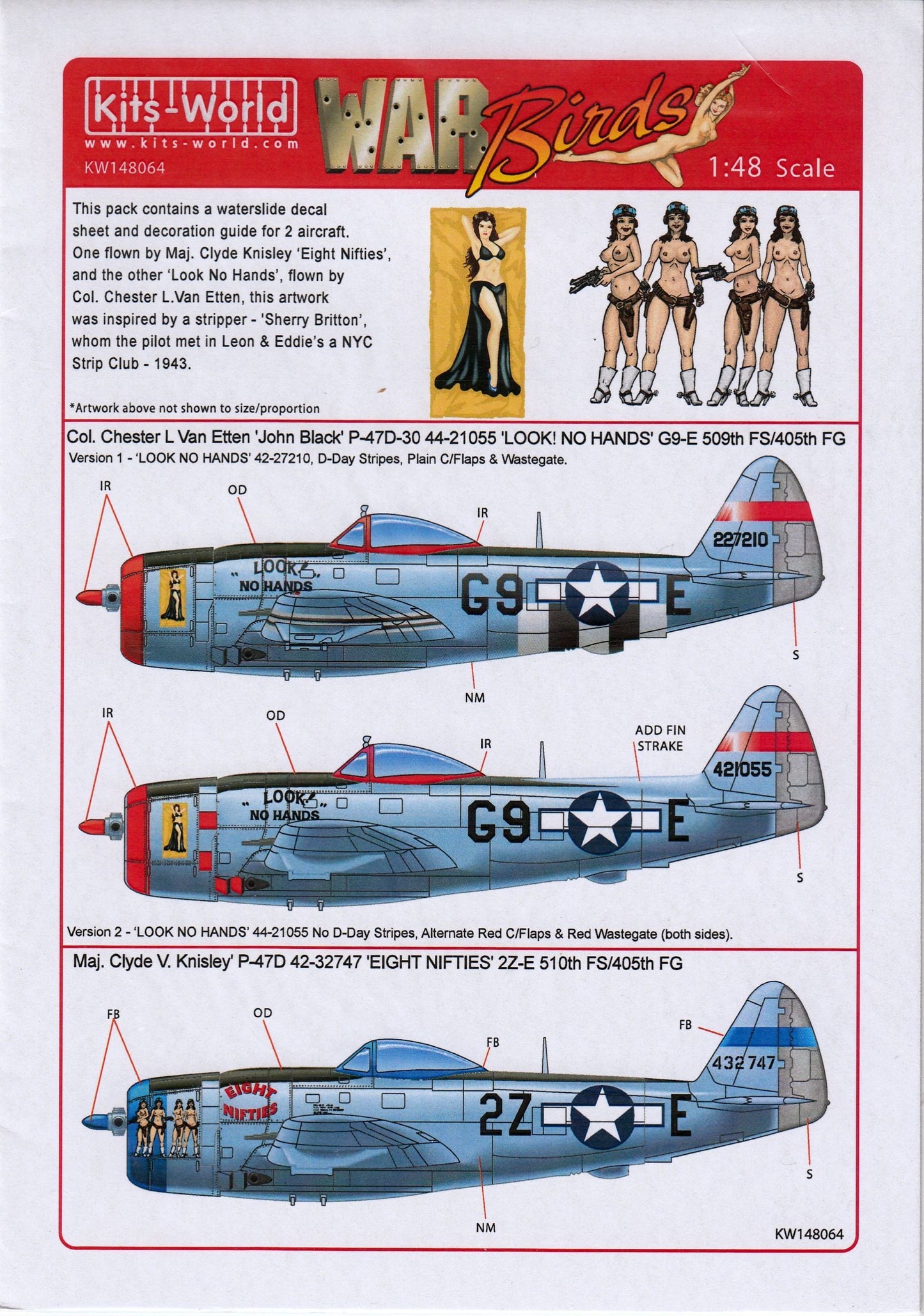 Kits-World KW148064 1/48 P-47D Thunderbolt Eight Nifties Model Decals - SGS Model Store