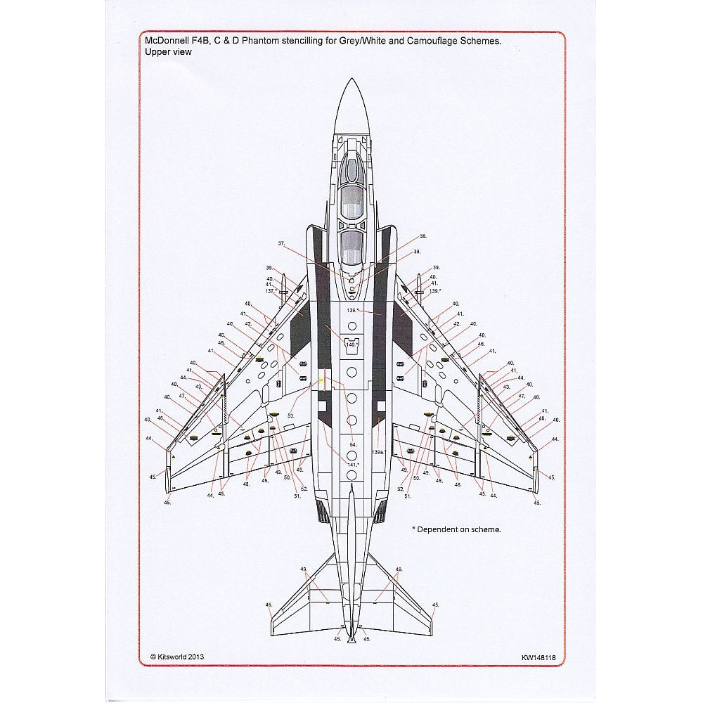 Kits-World KW148118 War Birds Phantom F-4B, C and D Data Stencilling 1/48