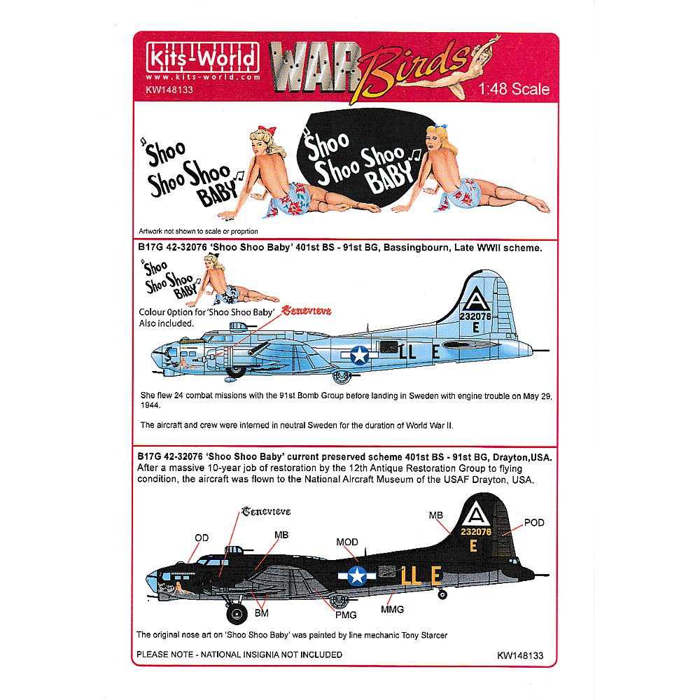 Kits-World KW148133 B-17G Flying Fortress Shoo Shoo Baby 1/48