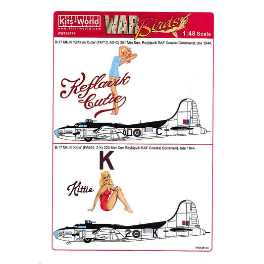 Kits-World KW148144 War Birds B-17 Fortress Mk.III 1/48