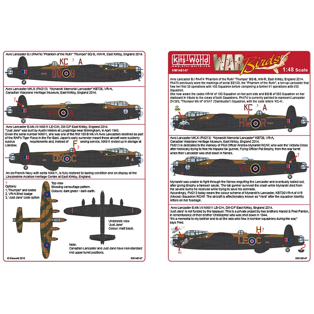 Kits-World KW148147 War Birds Avro Lancasters 2014 Meeting 1/48
