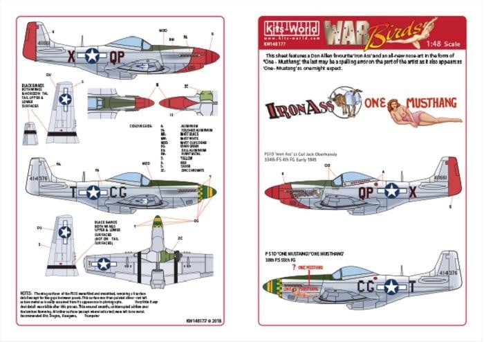 Kits-World KW148177 1/48 North-American P-51D Mustang Model Decals - SGS Model Store
