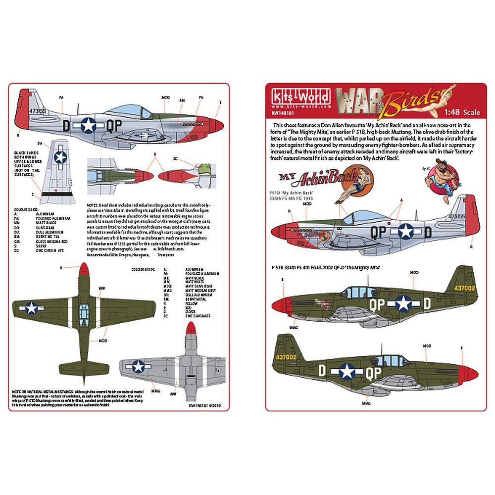 Kits-World KW148181 1/48 North-American P-51B Mustang Decals