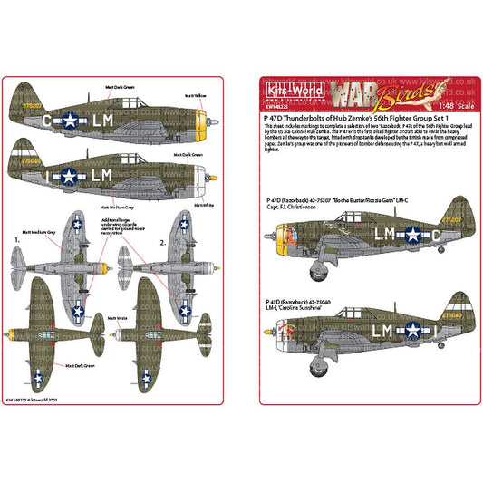 Kits-World KW148225 P-47C/Ds Thunderbolts 56th Fighter Group 1/48