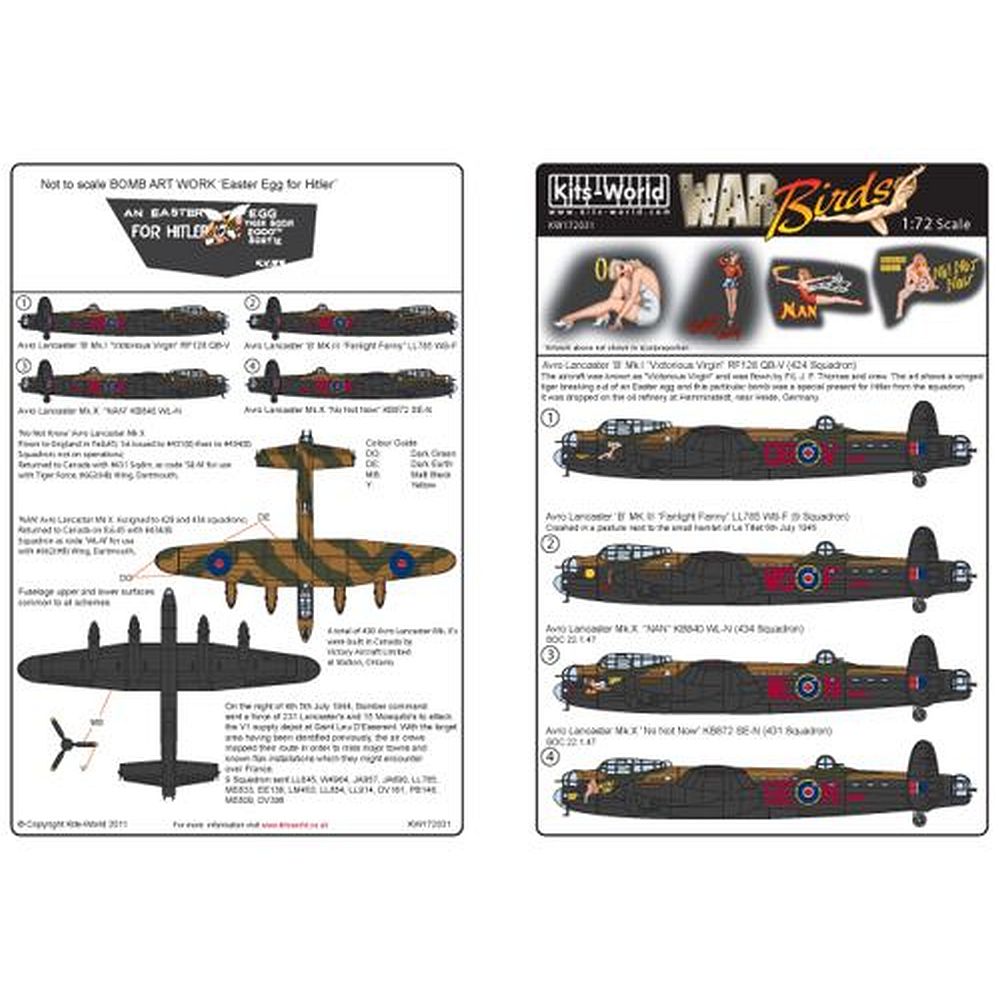 Kits-World KW172031 1/72 War Birds Lancaster Bomber