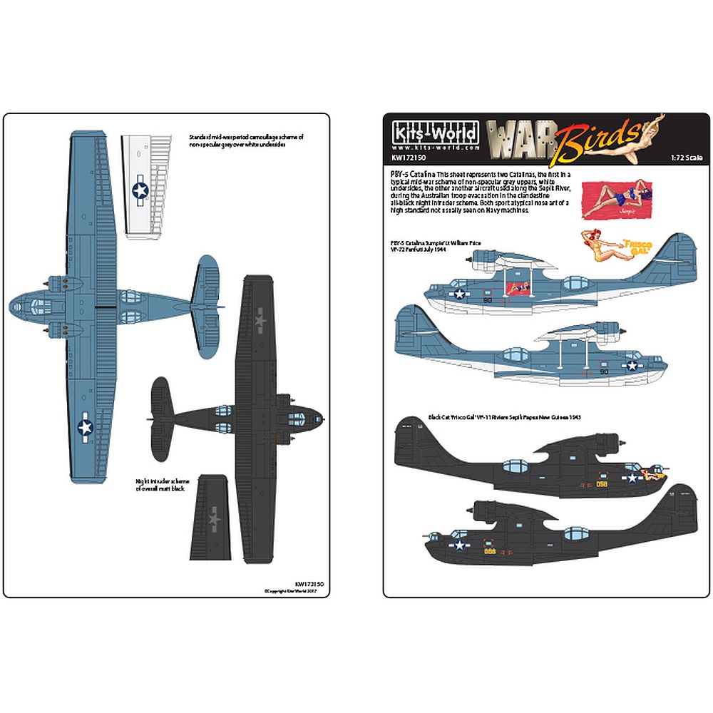 Kits-World KW172150 War Birds PBY-5 Catalinas - 'Black Cats' 1/72