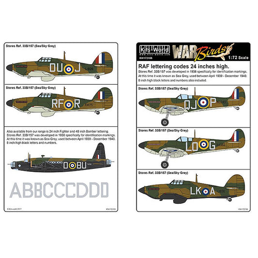Kits-World KW172155 RAF lettering codes 24 inches high 1/72