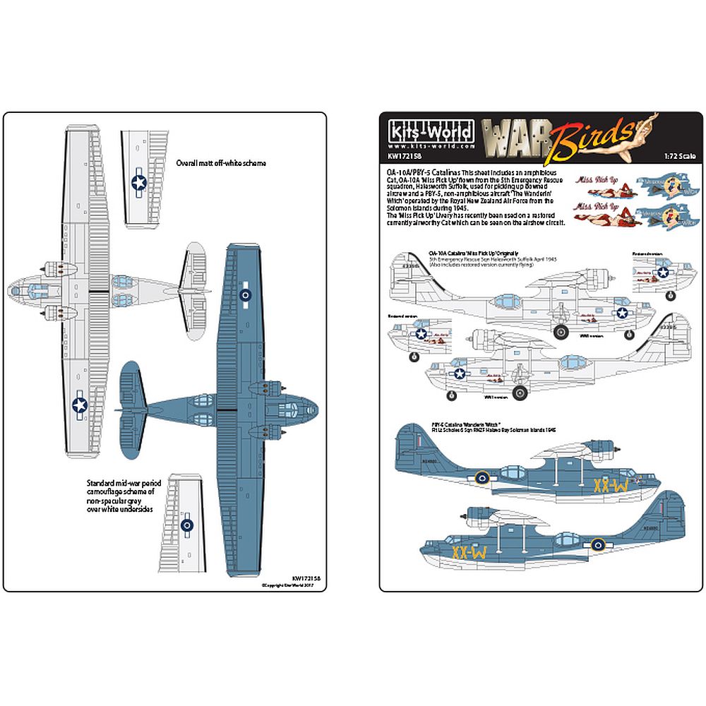 Kits-World KW172158 War Birds Consolidated PBY-5 Catalinas 1/72