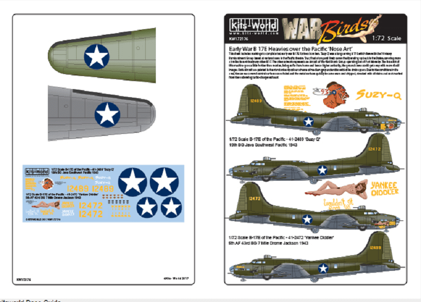 Kits-World KW172176 1/72 Boeing B-17E Flying Fortress of the Pacific Model Decals - SGS Model Store