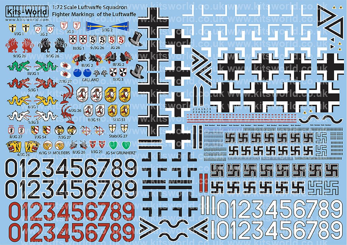 Kits-World KW172181 1/72 Luftwaffe Squadron Fighter Markings