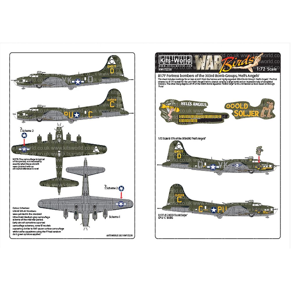 Kits-World KW172238 B-17F Bombers 303rd Bomb Group Hell's Angels 1/72