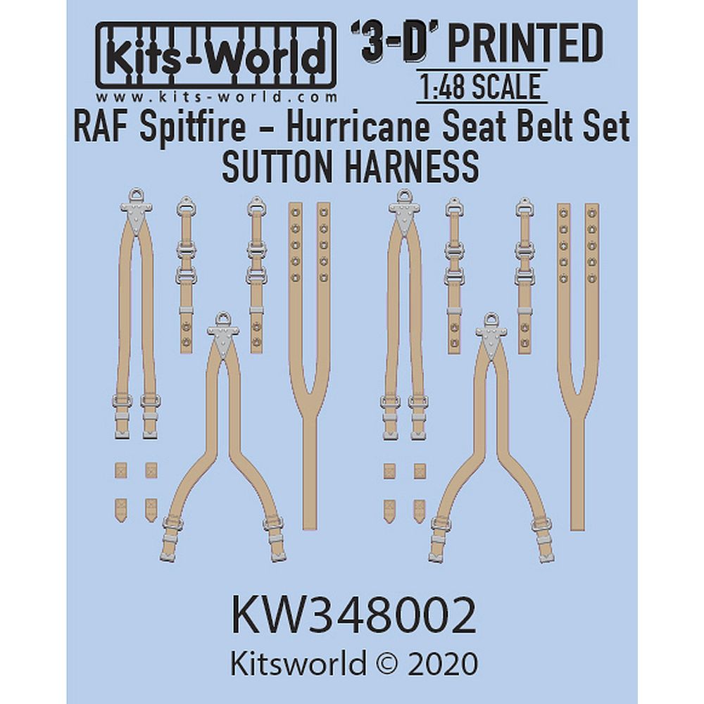 Kits-World KW3D148002 RAF Sutton Spitfire - Hurricane Seat Belt Set 1/48