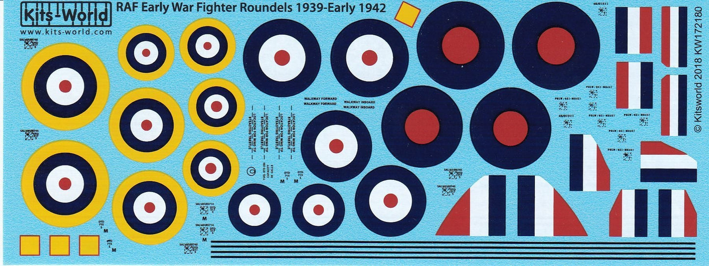 Kits-World KW172180 1/72 RAF Roundels and General Markings WWII Model Decals - SGS Model Store