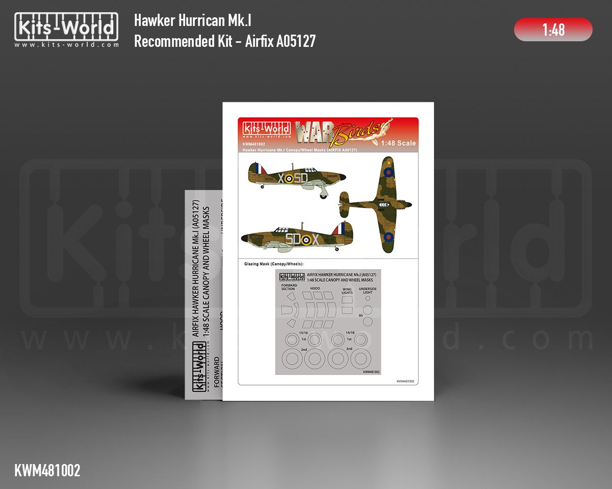 Kits-World KWM481002 Hawker Hurricane Mk.I Mask Airfix 1/48